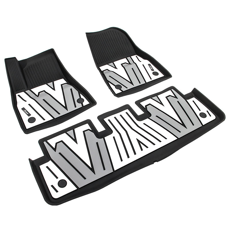 2024-2025 Tesla Model 3 3D Floor Mats Black Gray White TPE Injection