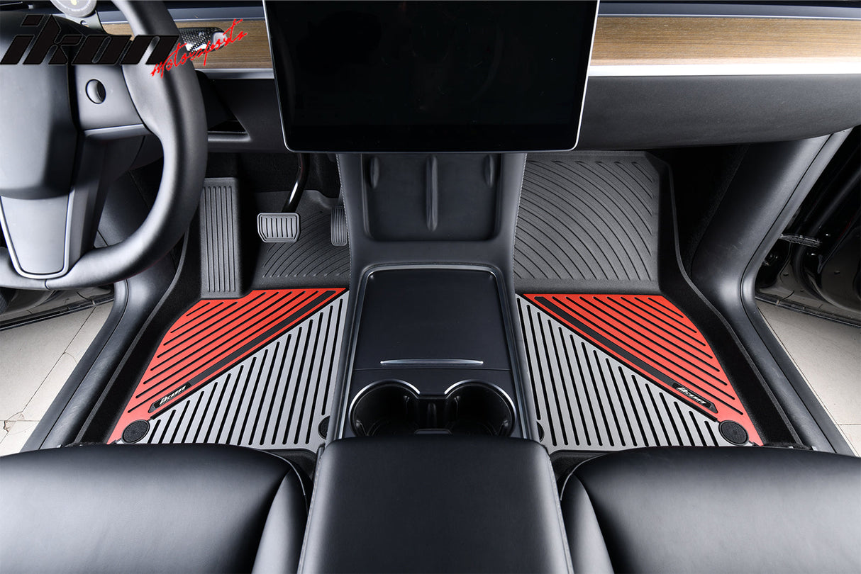 2020-2024 Tesla Model Y 3D Floor Mats Black& Gray& Red TPE Injection