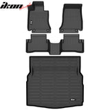 2015-2021 Benz W205 C-Class Sedan 4Dr 3D TPE All Weather Heavy Duty Waterproof Anti-Slip Interior Cargo Liner Carpets Floor Mats + Rear Trunk Mat 4PCS