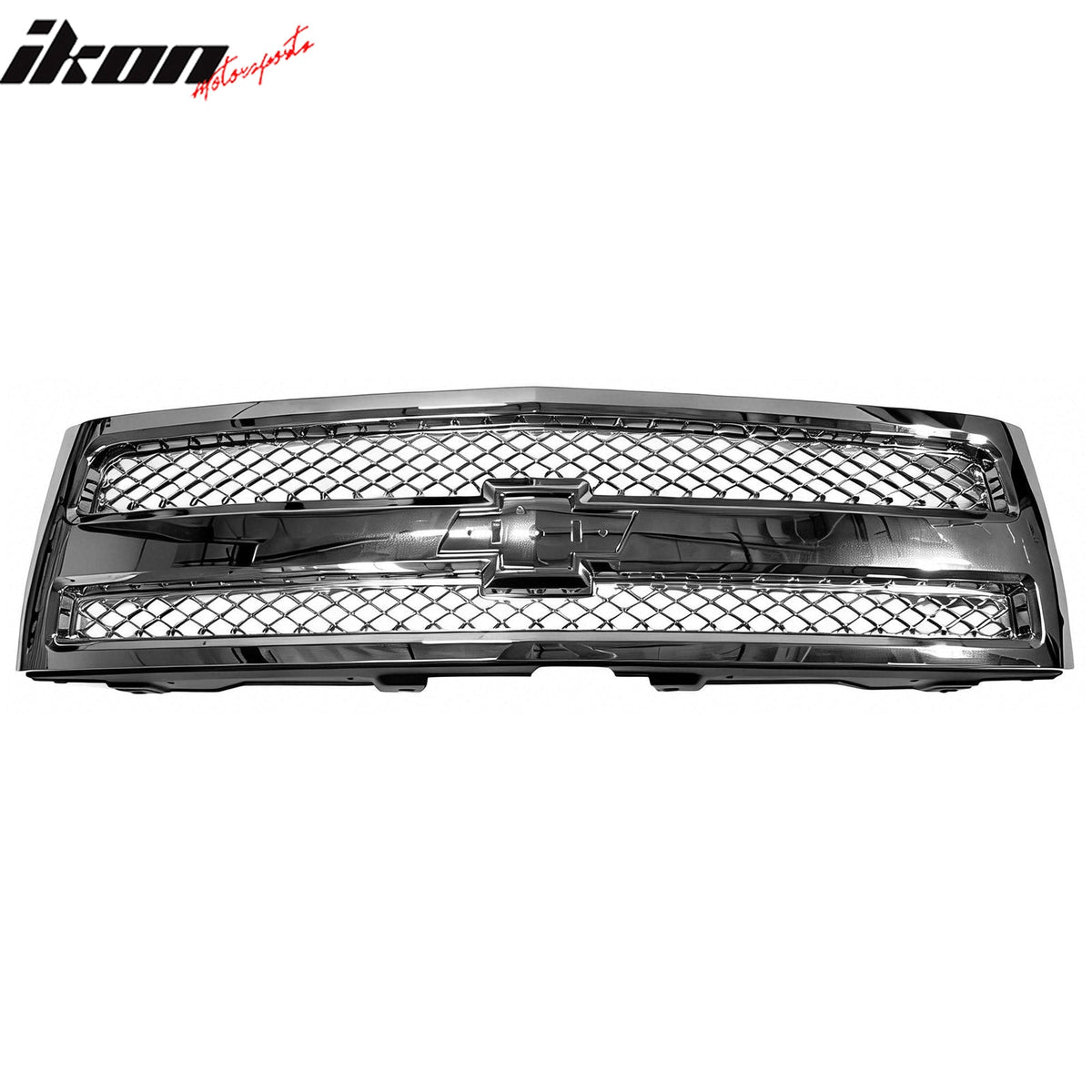 2007-2013 Chevrolet Silverado 1500 Front Bumper Hood Upper Mesh Grille Replacement Chrome Mesh/Chrome Frame OE Style