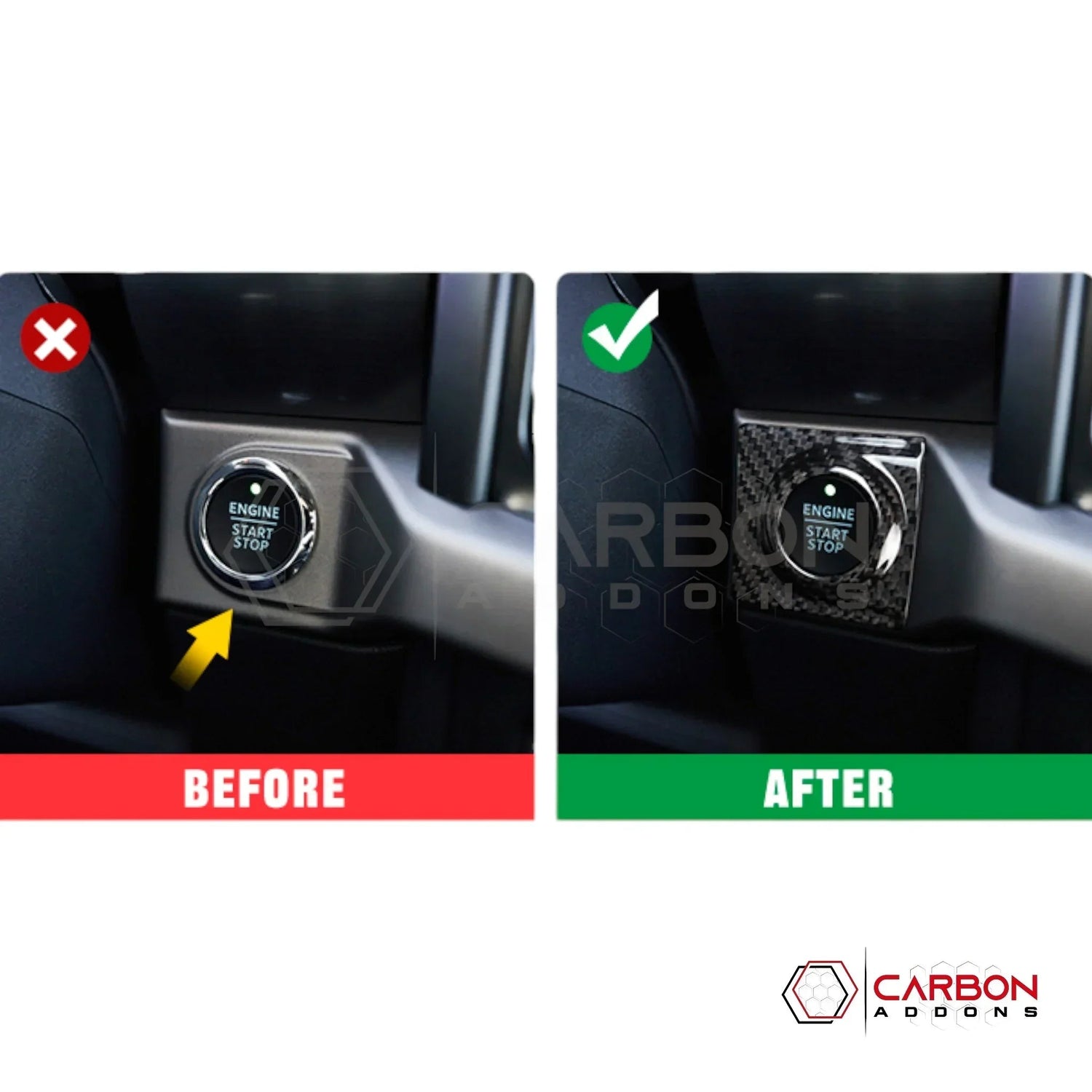 Carbon Fiber Start Stop Button Surround Cover for 2021–2025 Ford F-150 & 2021–2023 Ford F-250