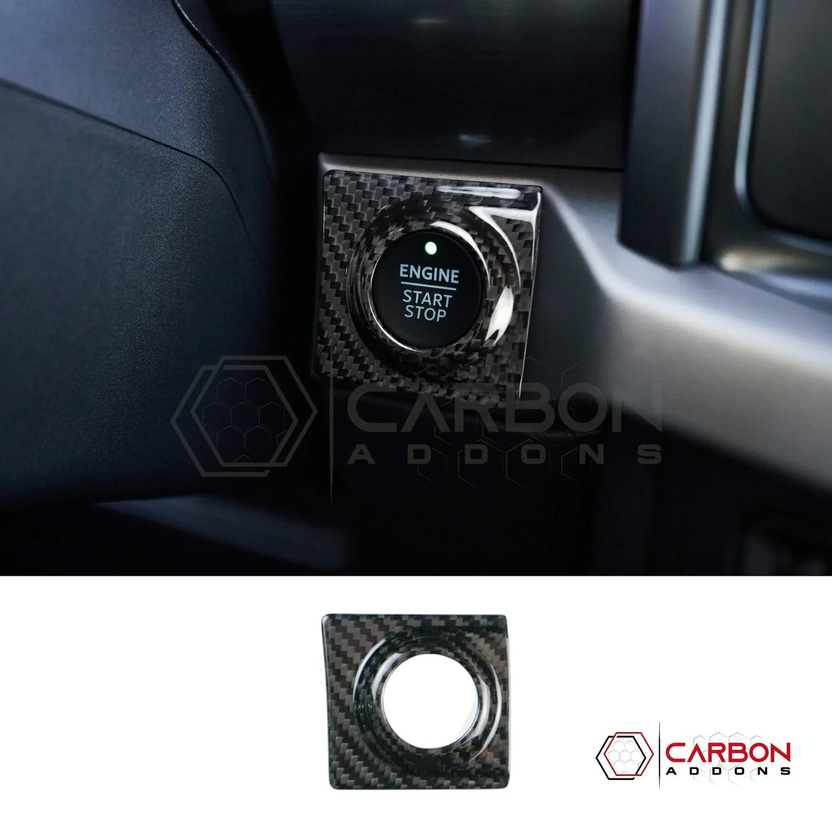 Carbon Fiber Start Stop Button Surround Cover for 2021–2025 Ford F-150 & 2021–2023 Ford F-250
