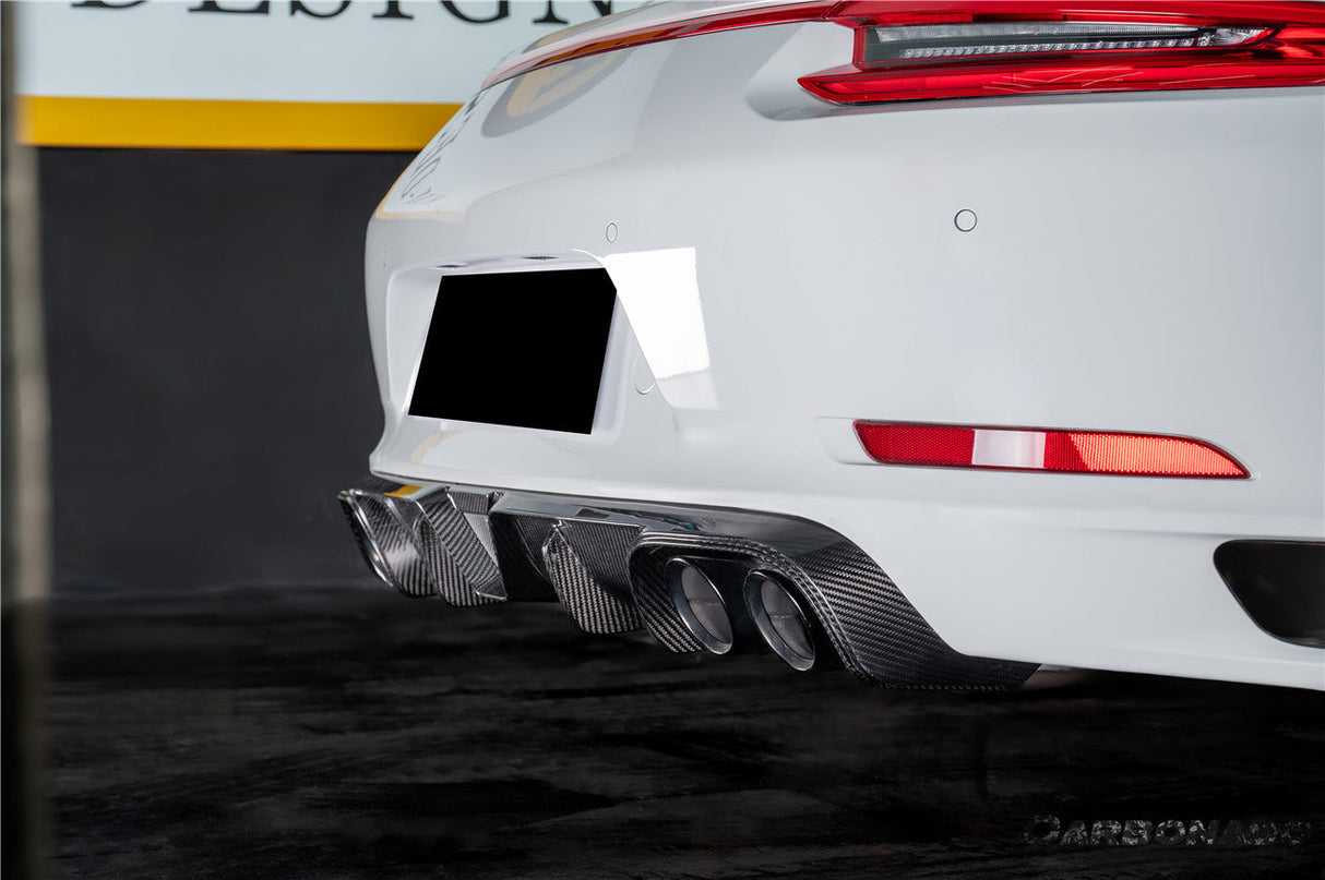2017-2019 Porsche 911 991.2 Carrera KA Style Dry Carbon Fiber Rear Lip Diffuser