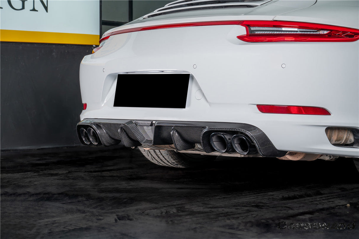 2017-2019 Porsche 911 991.2 Carrera KA Style Dry Carbon Fiber Rear Lip Diffuser