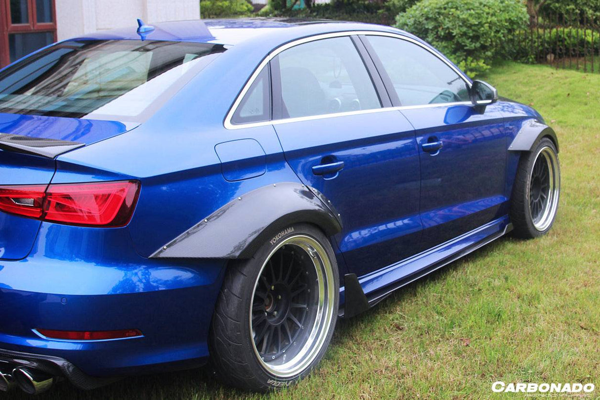2013-2020 Audi RS3 S3 A3 Sline Sedan BKSS Style Carbon Fiber Side Skirts Under Board with Winglets