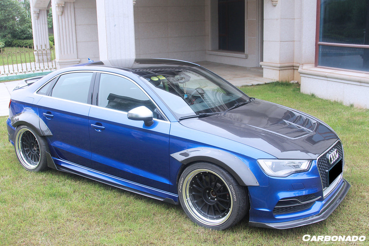 2013-2020 Audi RS3 S3 A3 Sline Sedan BKSS Style Carbon Fiber Side Skirts Under Board with Winglets