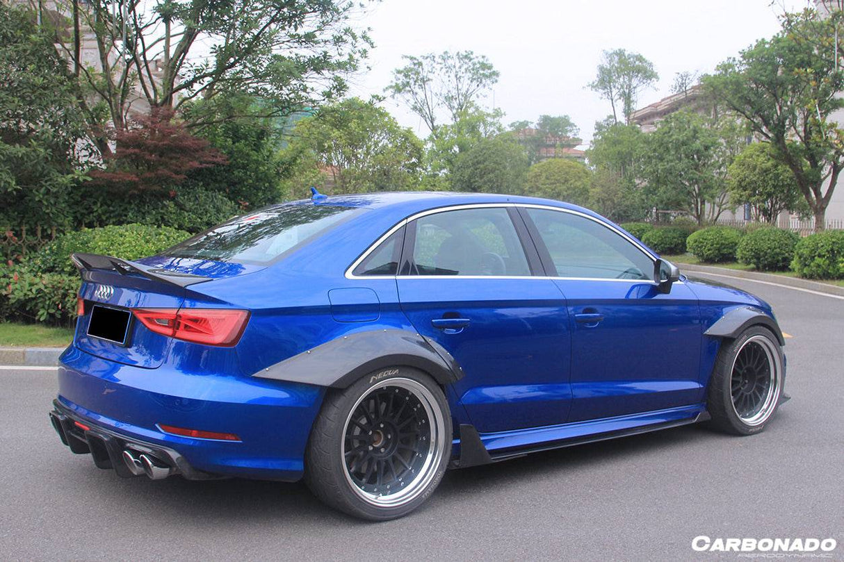 2013-2020 Audi RS3 S3 A3 Sline Sedan BKSS Style Carbon Fiber Side Skirts Under Board with Winglets