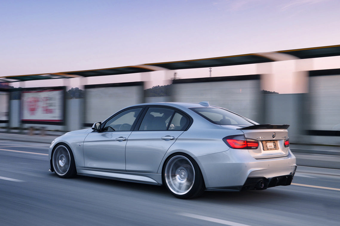 2011-2019 BMW 3 Series F30 F35 M-Tech GV Style Carbon Fiber Rear Lip with Caps