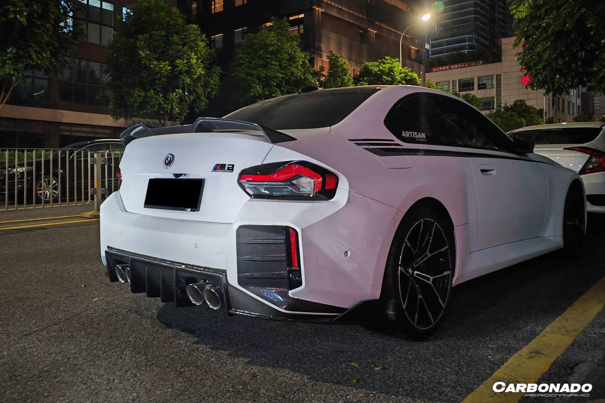 2021-UP BMW M2 G87 OD Style Dry Carbon FIber Rear Bumper Splitter Winglets