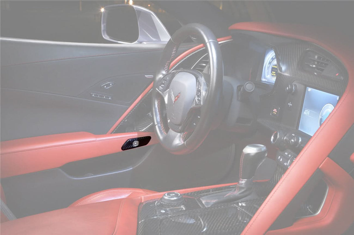 2013-2019 Corvette C7 Z06 Grandsport Dry Carbon Fiber Interior Door Handle Molding Cover Trims