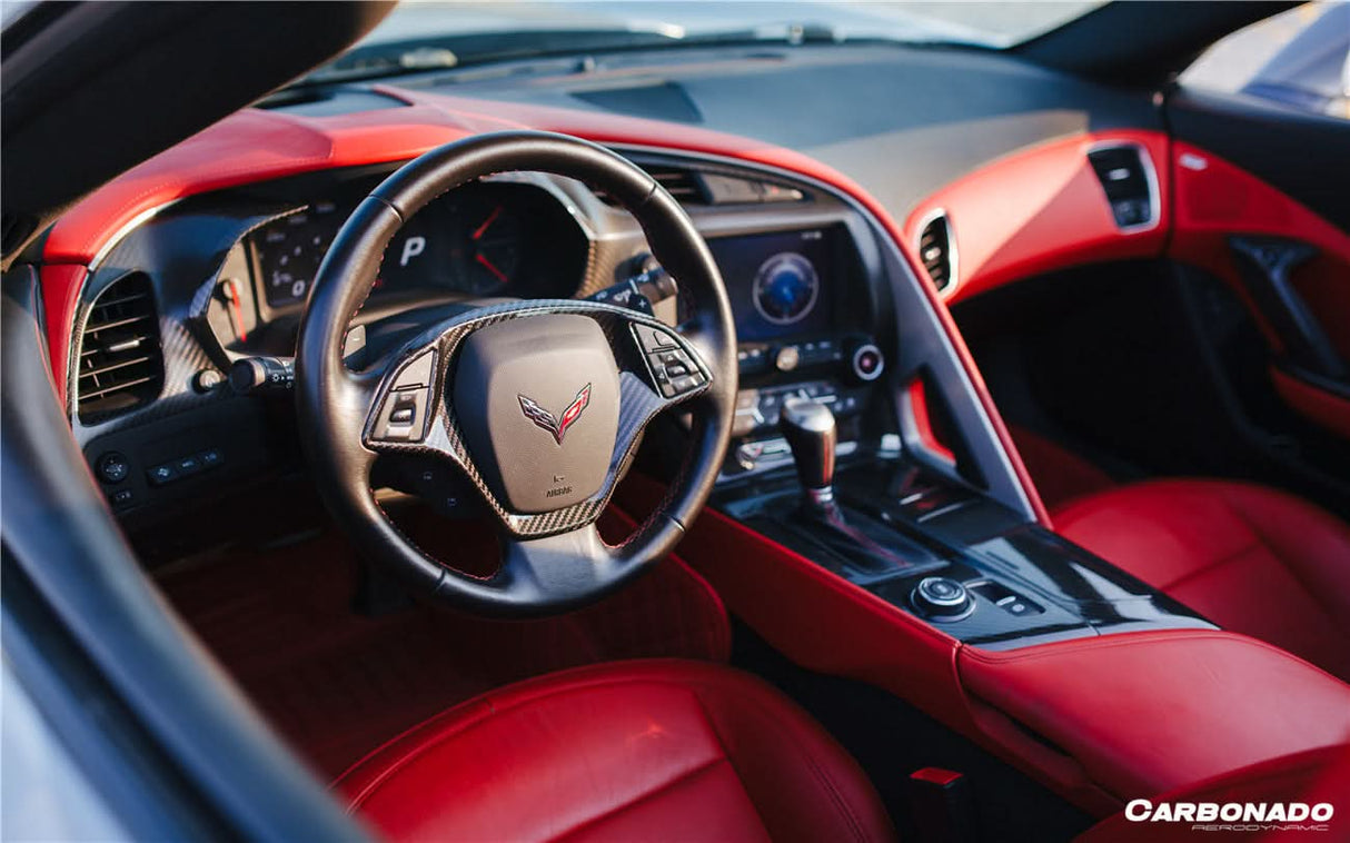 2013-2019 Corvette C7 Z06 Grandsport Dry Carbon Fiber interior Steering Wheel Cover Trim