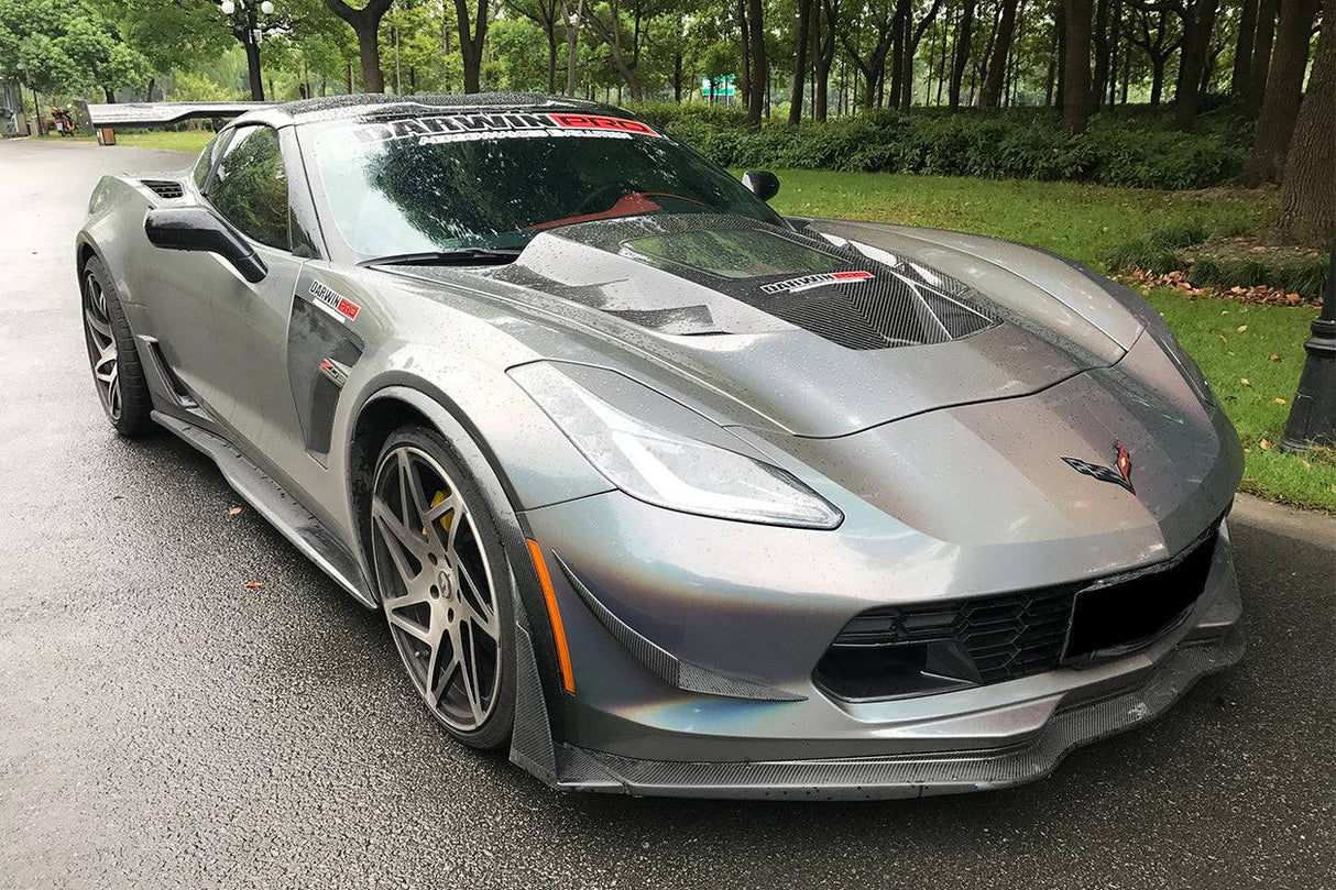 2013-2019 Corvette C7 Z51 Z06 Grandsport Carbon Fiber Front Lip with Caps
