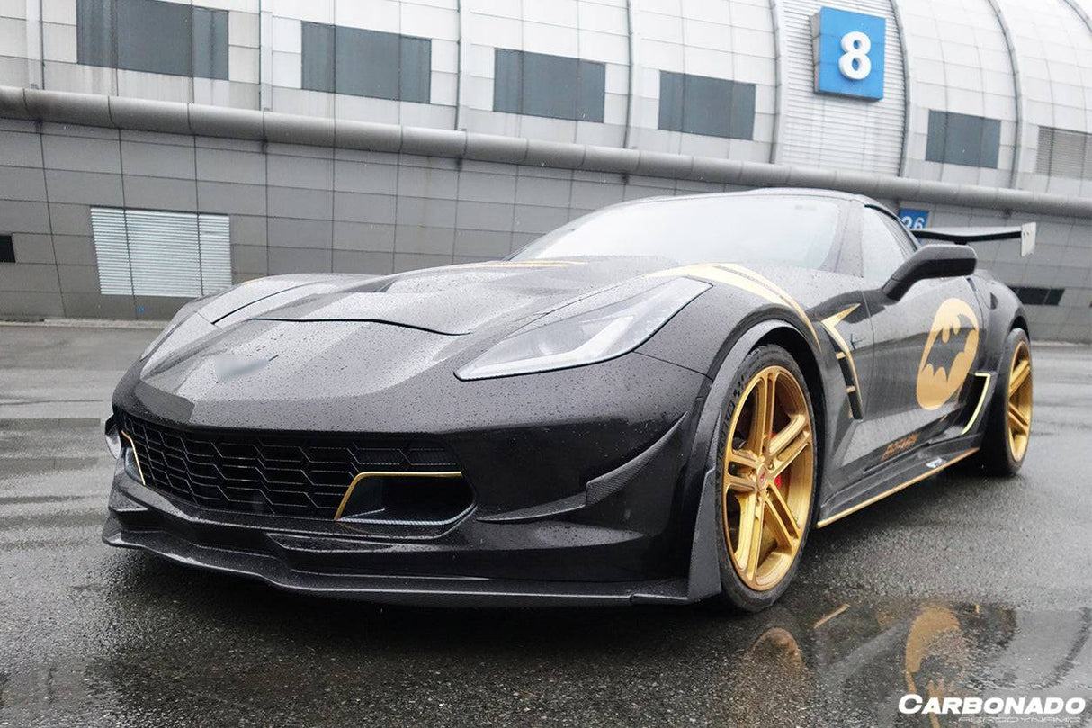 2013-2019 Corvette C7 Z51 Z06 Grandsport Carbon Fiber Front Lip with Caps