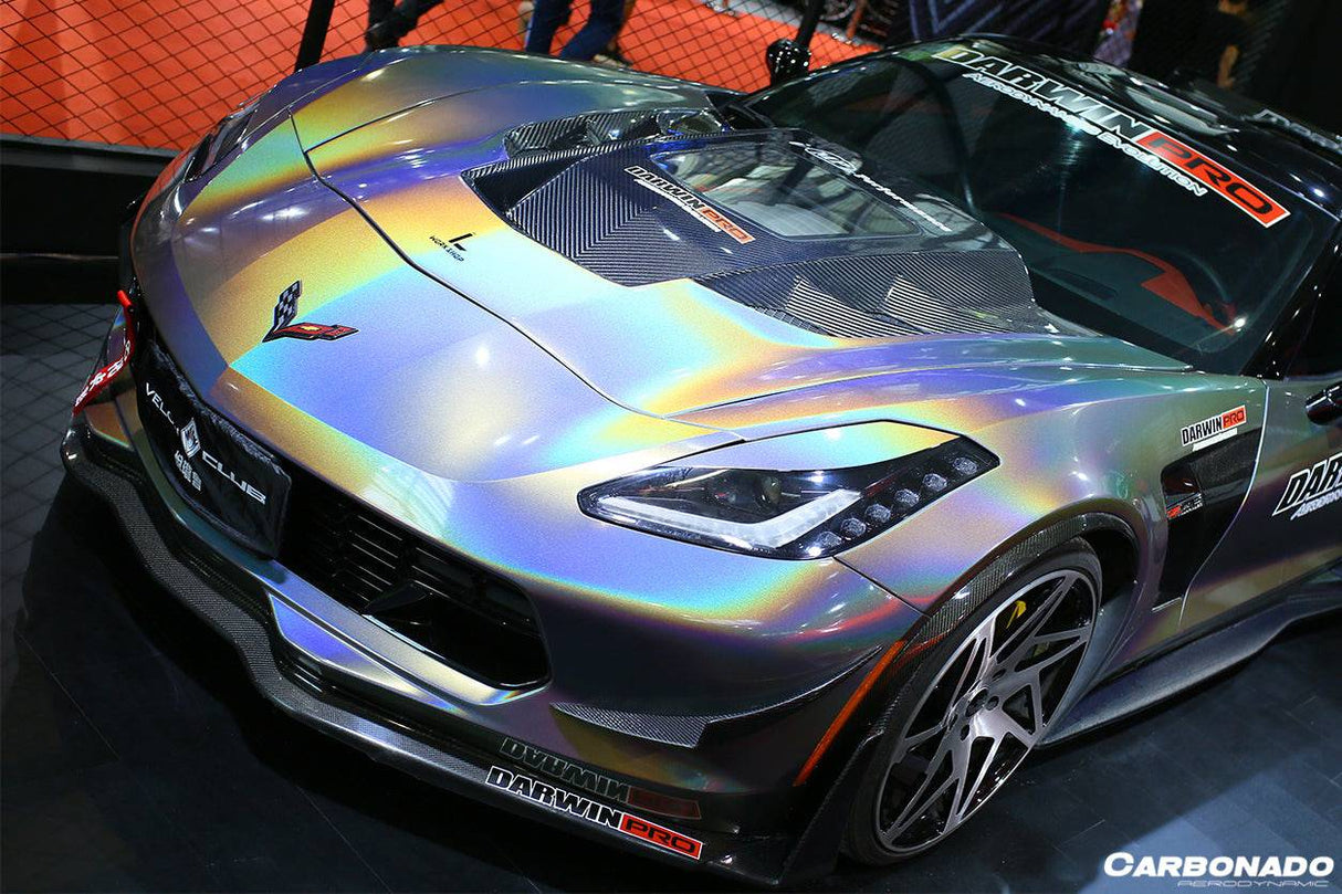 2013-2019 Corvette C7 Z51 Z06 Grandsport Carbon Fiber Front Lip with Caps