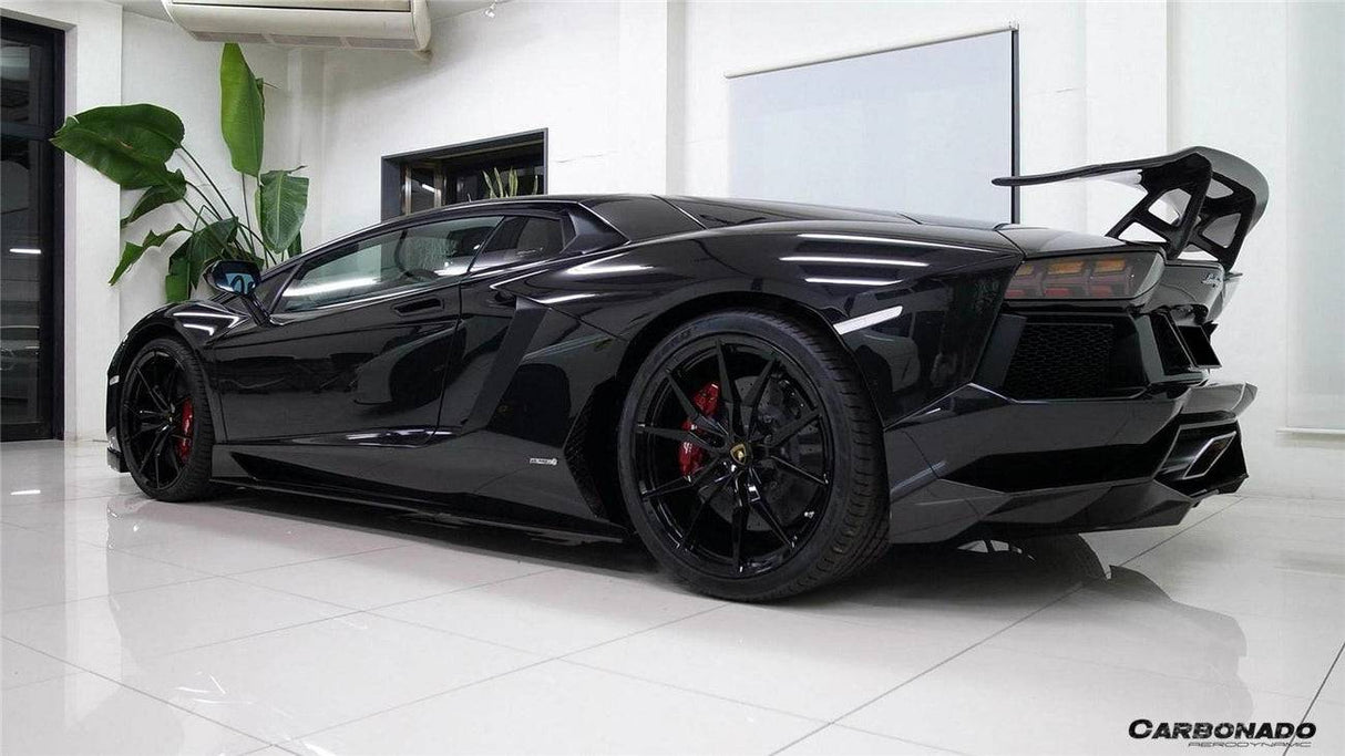 2011-2016 Lamborghini Aventador Style Carbon Fiber Rear Diffuser Lip Carbonado (DM) Fits: LP700 Coupe and Roadster
