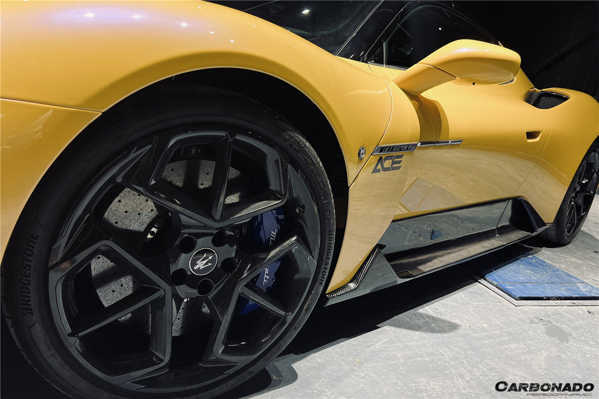 2020-UP Maserati Autoclave Carbon Fiber Side Skirts Carbonado (OE) Fits: MC20, MCPura