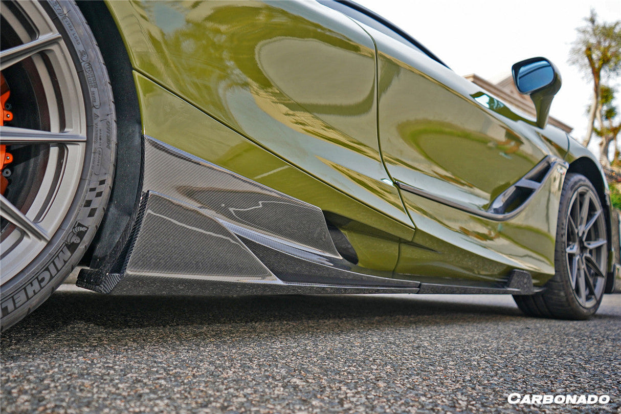 2017-2026 McLaren Dry Part Carbon Fiber Side Skirts Carbonado (765LT) Fits: 720S Spider and Coupe, 750s Spider and Coupe