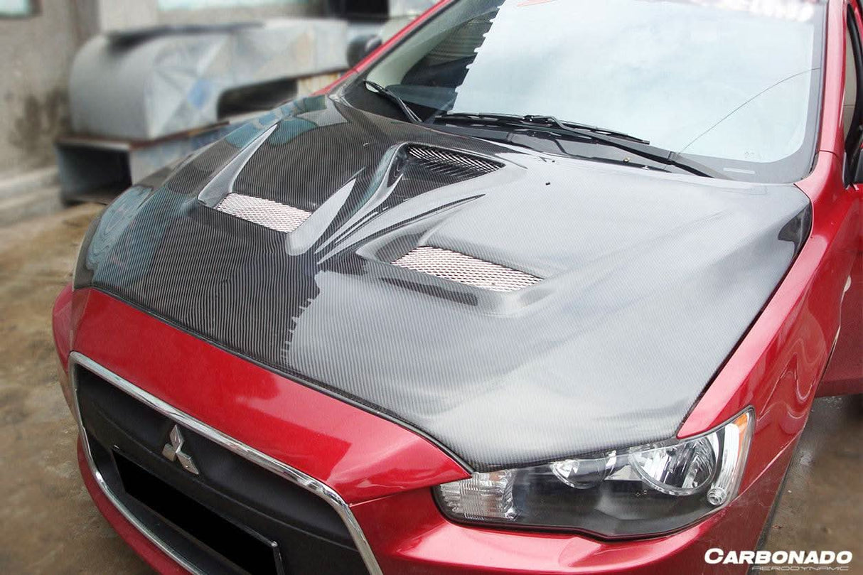 2008-2016 Mitsubishi Lancer VTX Style Carbon Fiber Hood