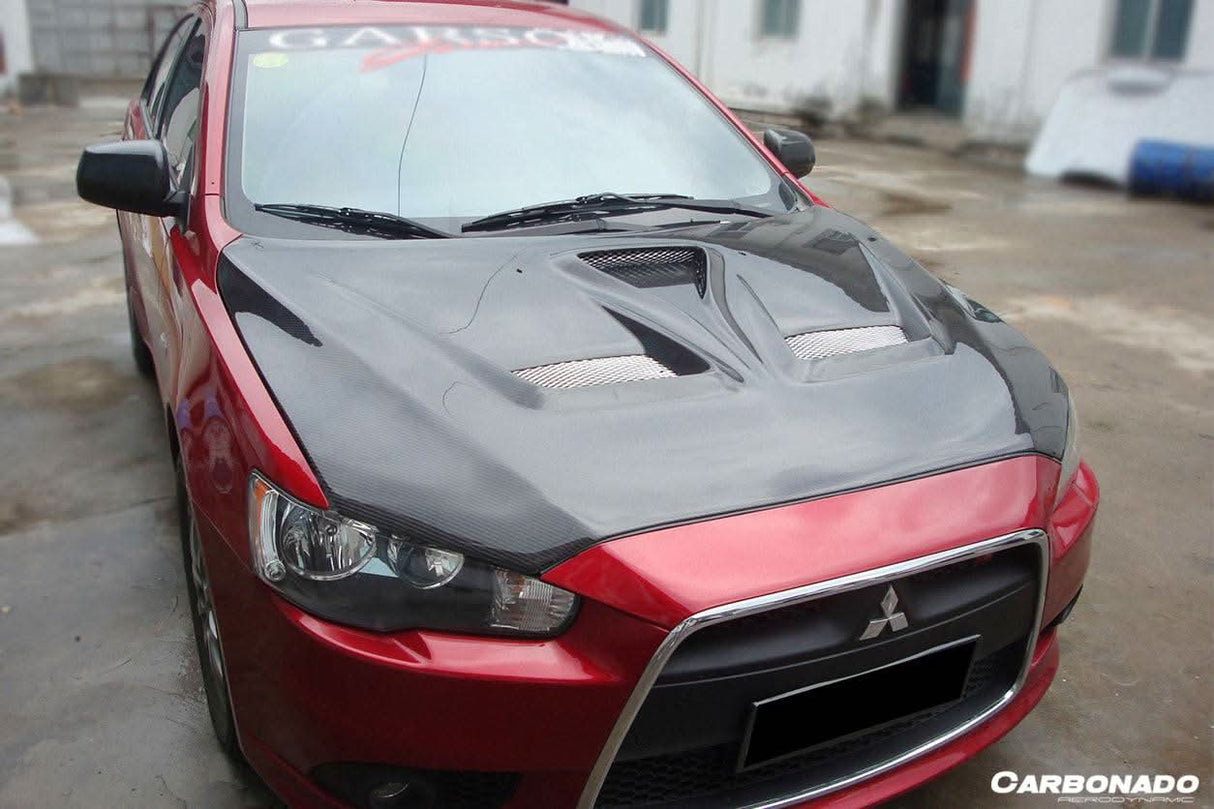 2008-2016 Mitsubishi Lancer VTX Style Carbon Fiber Hood