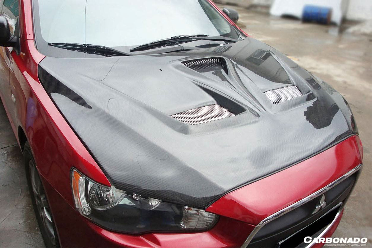 2008-2016 Mitsubishi Lancer VTX Style Carbon Fiber Hood