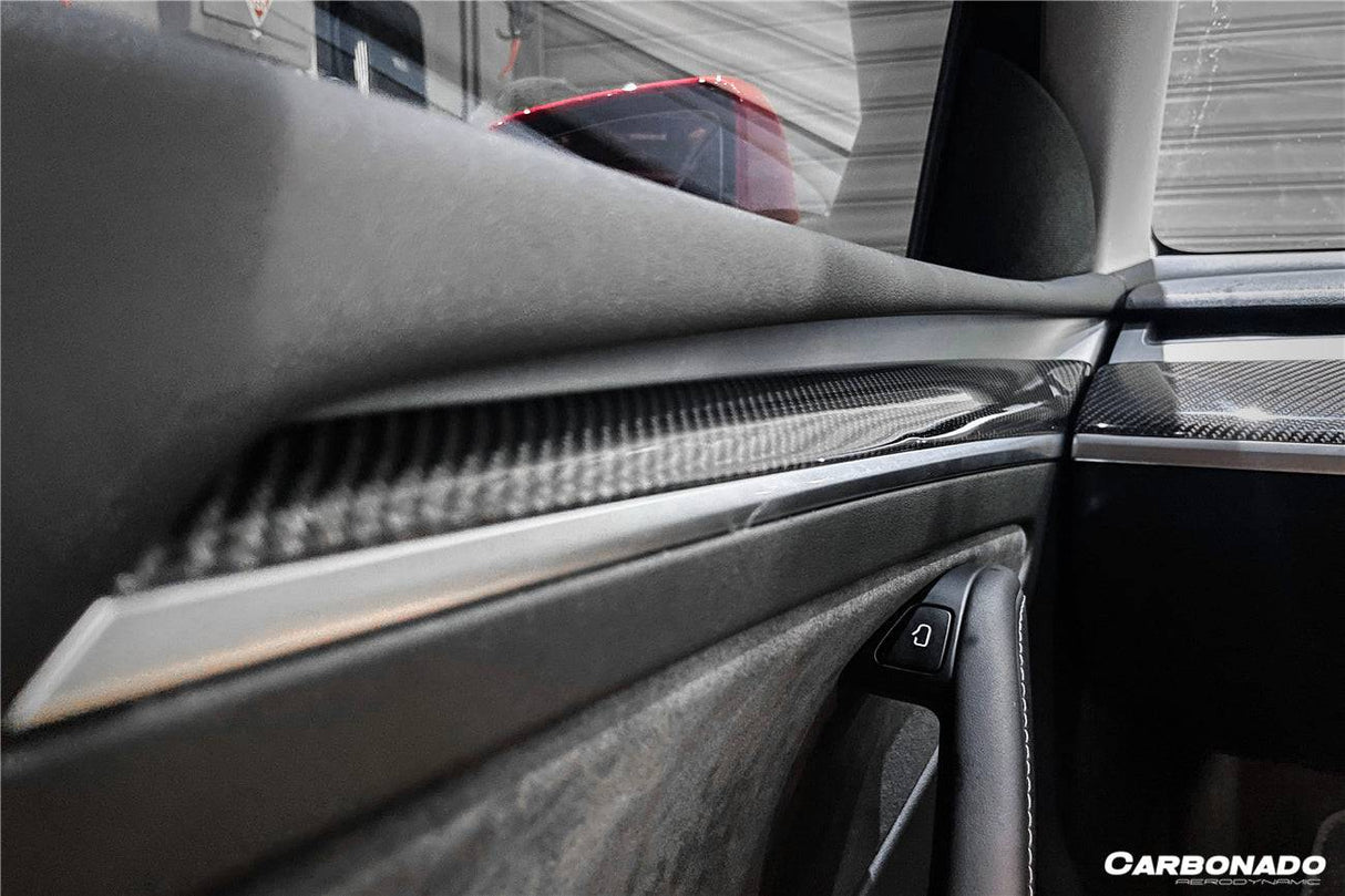 2020-2023 Tesla Model 3 Y OEM Style Autoclave Carbon Fiber Door Trim Interior Replacement