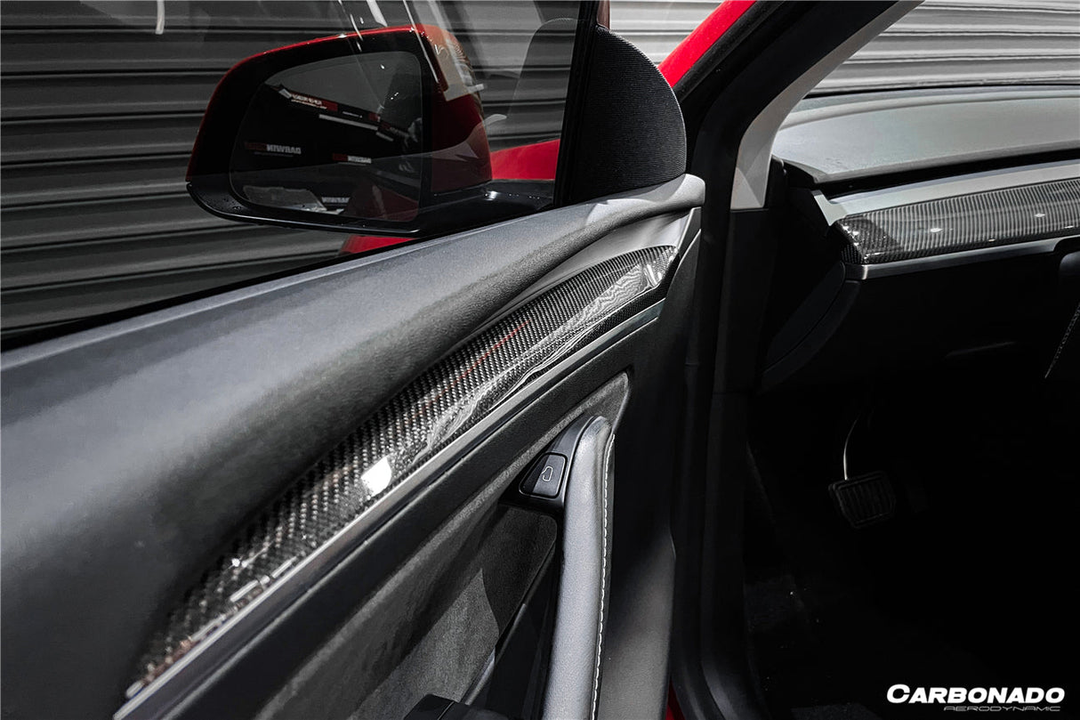 2020-2023 Tesla Model 3 Y OEM Style Autoclave Carbon Fiber Door Trim Interior Replacement