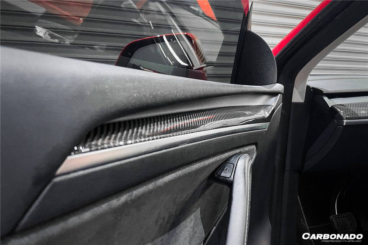 2020-2023 Tesla Model 3 Y OEM Style Autoclave Carbon Fiber Door Trim Interior Replacement