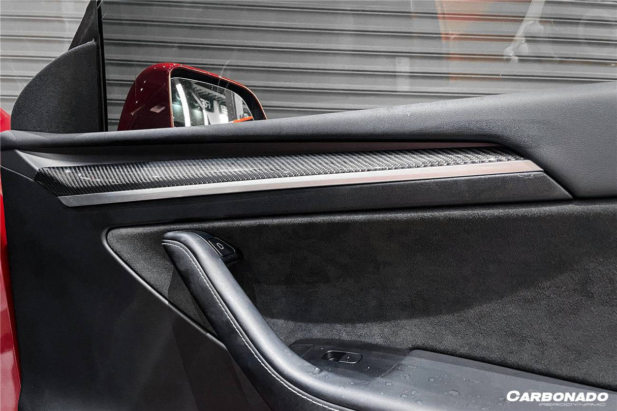 2020-2023 Tesla Model 3 Y OEM Style Autoclave Carbon Fiber Door Trim Interior Replacement