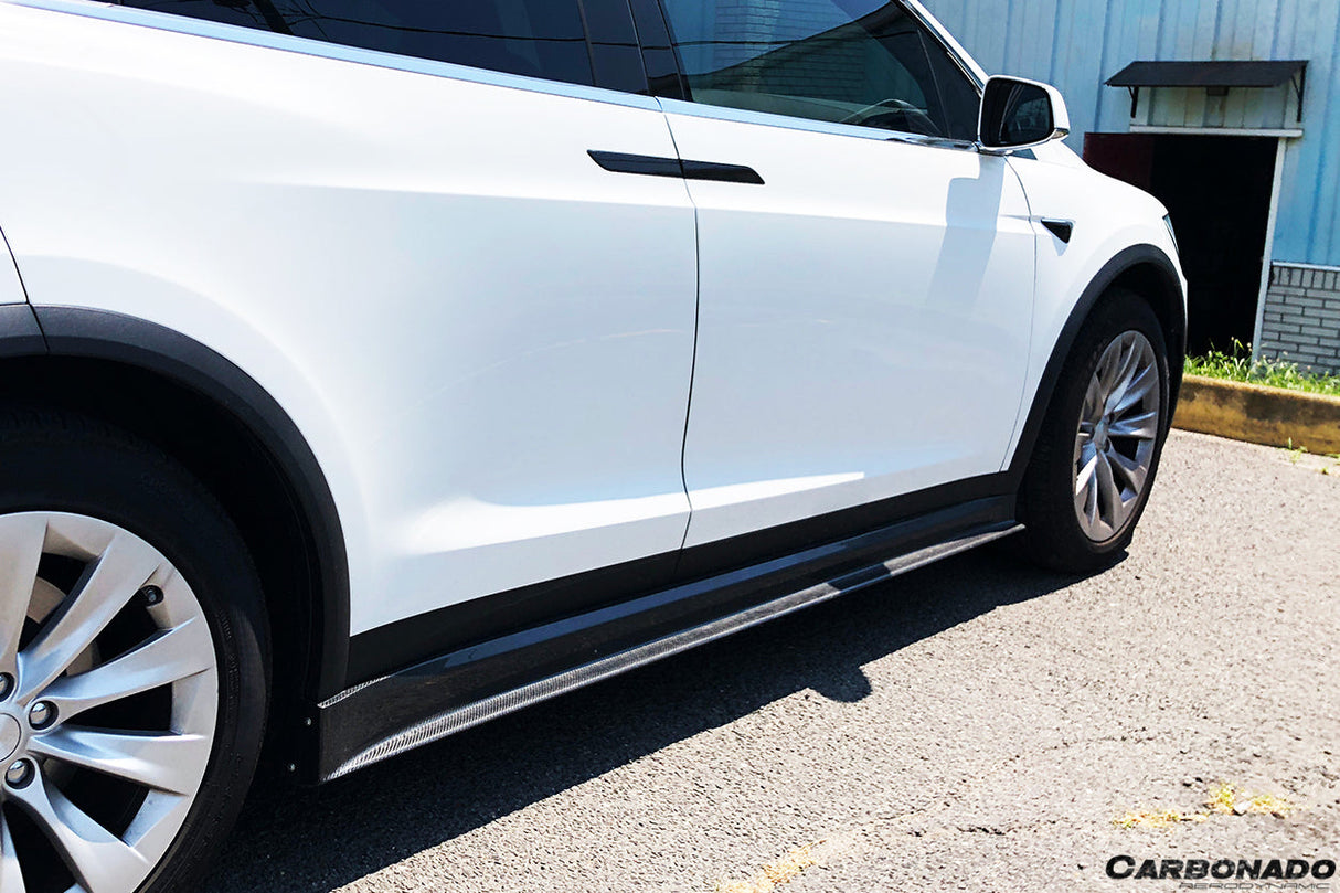 2016-2021 Tesla Model X SUV RZS Style Carbon Fiber Side Skirts