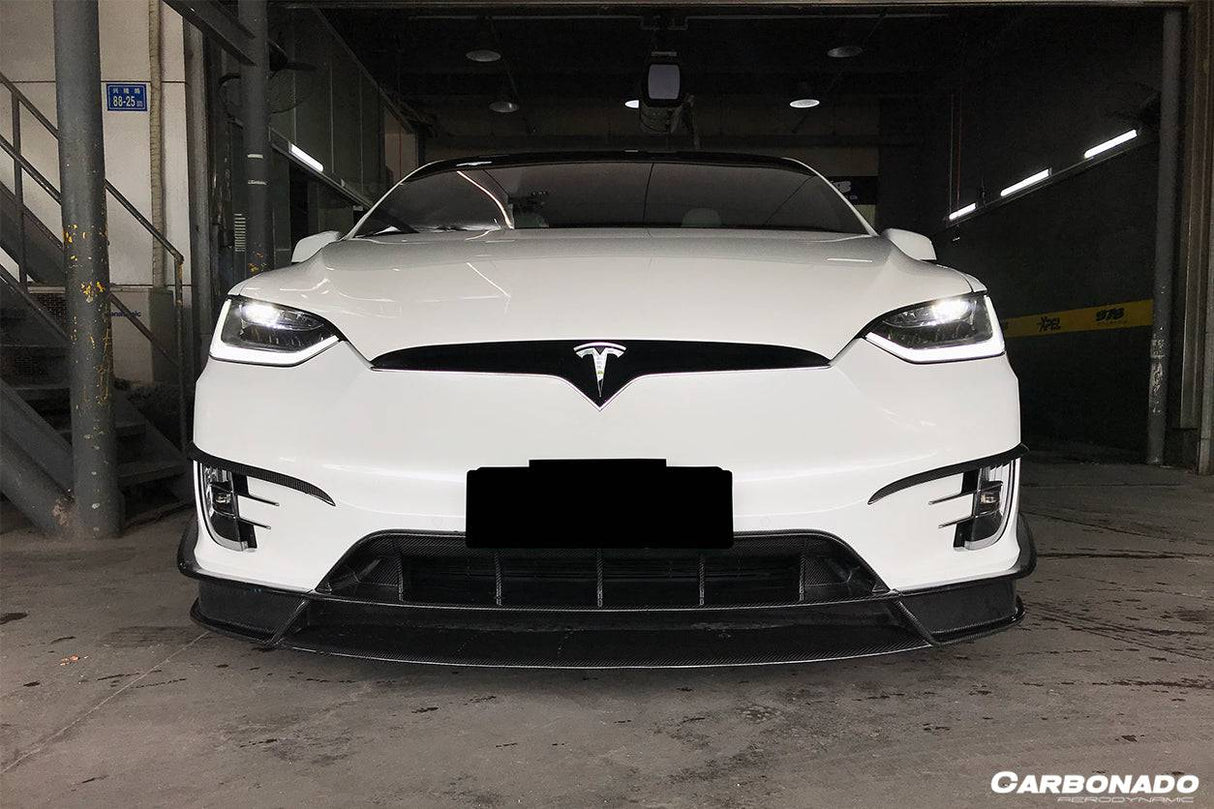 2016-2021 Tesla Model X SUV RZS Style Carbon Fiber Front Lip