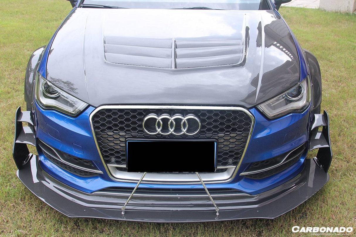 2013-2016 Audi S3 A3 Sline Sedan BKSS Style Carbon Fiber Front Lip With Under Board
