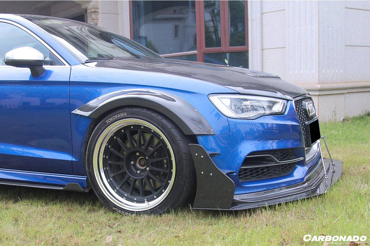 2013-2016 Audi S3 A3 Sline Sedan BKSS Style Carbon Fiber Front Lip With Under Board