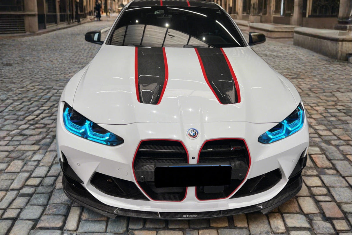 2021-2024 BMW M3 G80   G81 M4 G82   G83 D3 Style DRY Carbon Fiber Fornt Lip Splitter with Winglets