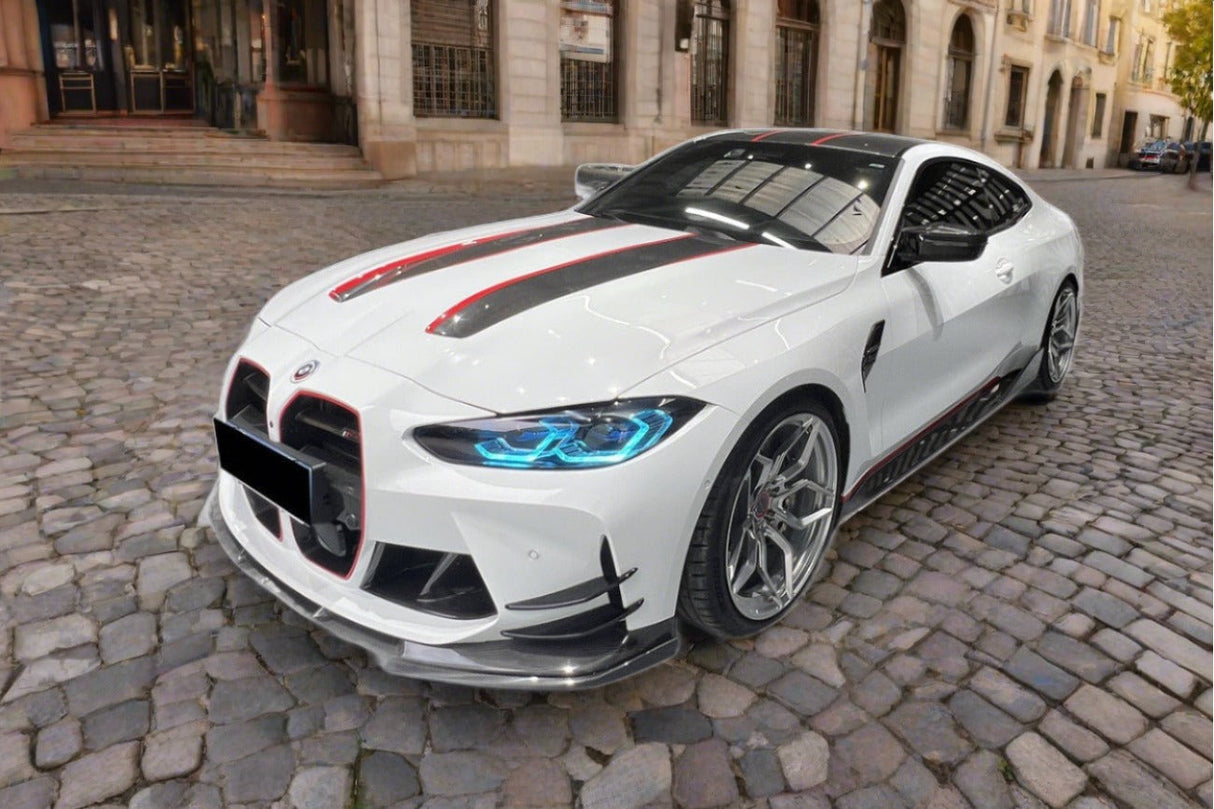 2021-2024 BMW M3 G80   G81 M4 G82   G83 D3 Style DRY Carbon Fiber Fornt Lip Splitter with Winglets