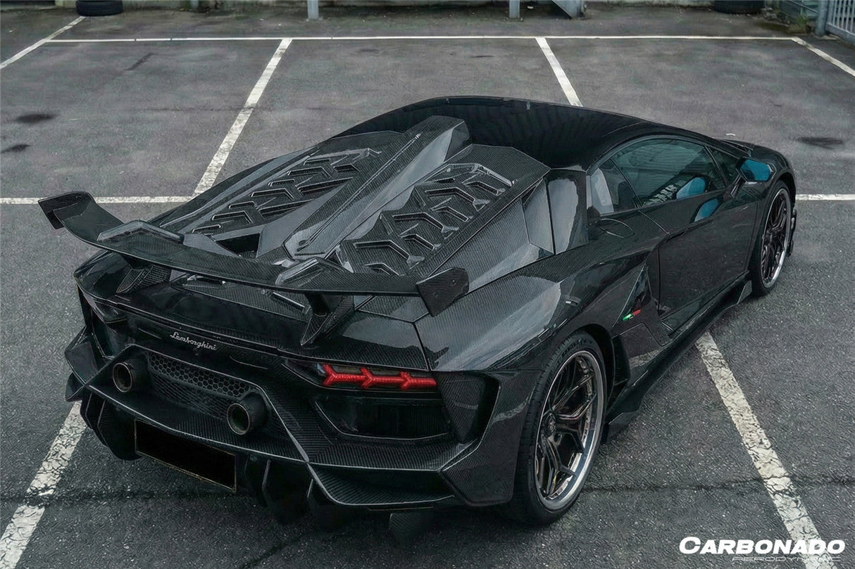 2011-2021 Lamborghini Aventador Coupe CA Style Carbon Fiber Engine Hood And Wing  | Fits LP700, LP720, LP750, LP740