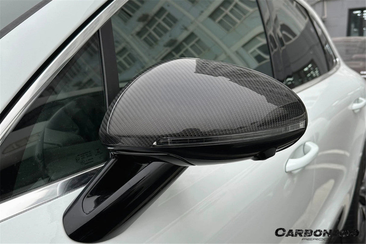 2014-2024 Porsche Macan 95B Dry Carbon Fiber Mirror Housing Replacement | Fits T, S, GTS, Turbo, Turbo S, 4 Electric, Turbo (NO BSA Holes)