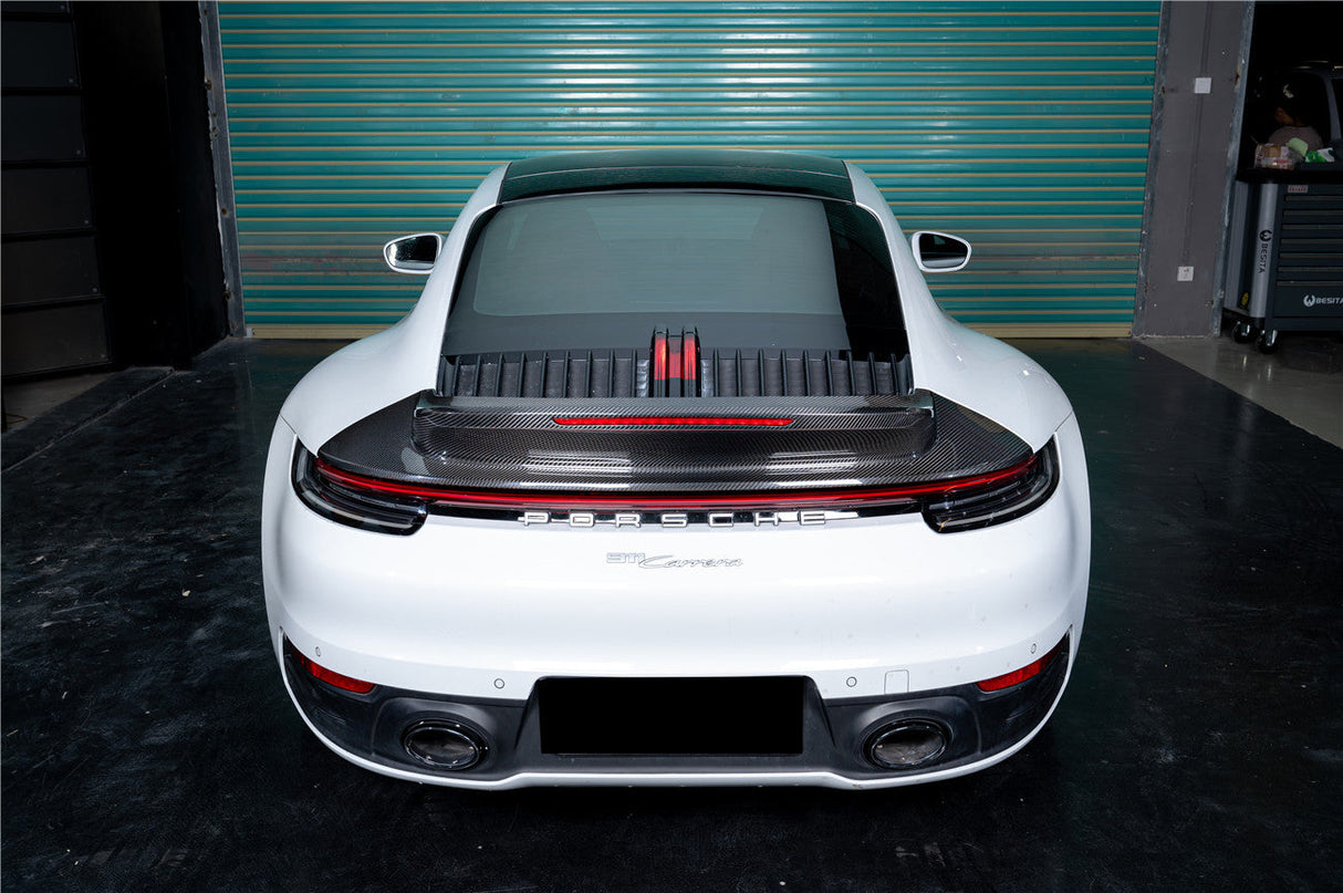 2019-2024 Porsche 911 992 Carrera SC Style Dry Carbon Fiber Trunk Wing Spoiler With LED Light