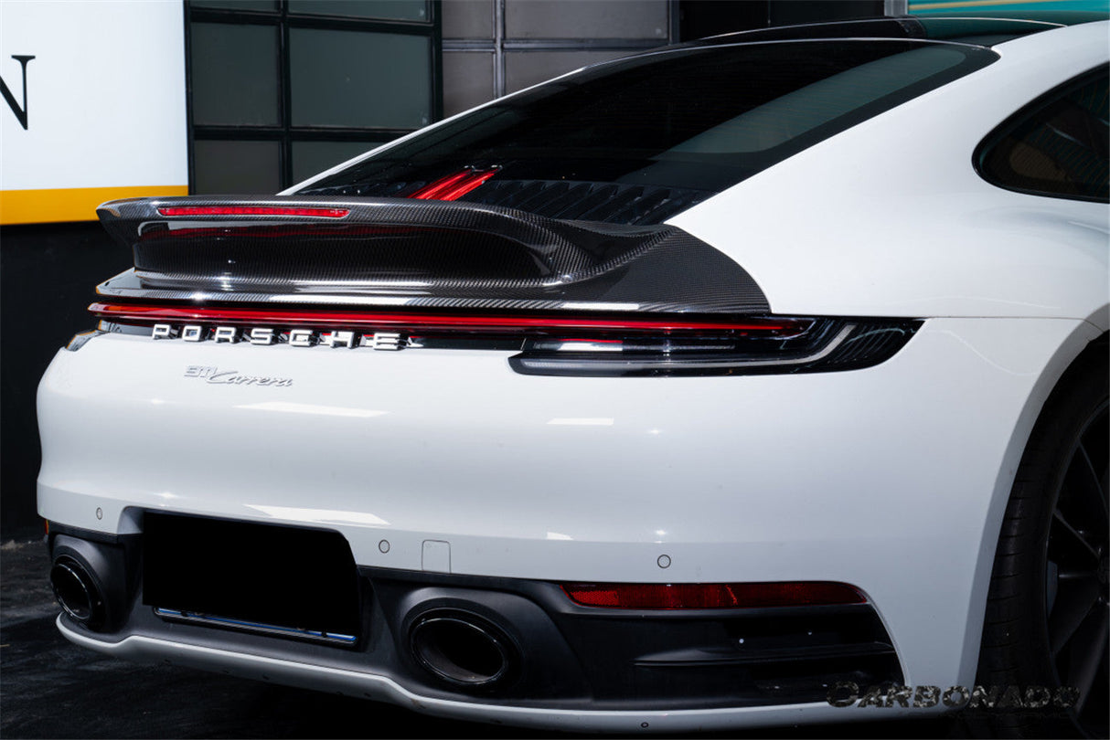 2019-2024 Porsche 911 992 Carrera SC Style Dry Carbon Fiber Trunk Wing Spoiler With LED Light