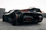 2020-UP Ferrari Autoclave Carbon Fiber Rear Diffuser Canards Carbonado (RT) Fits: SF90 Stradale and Spider