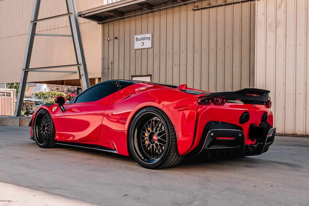 2020-UP Ferrari Autoclave Carbon Fiber Rear Diffuser Canards Carbonado (RT) Fits: SF90 Stradale and Spider