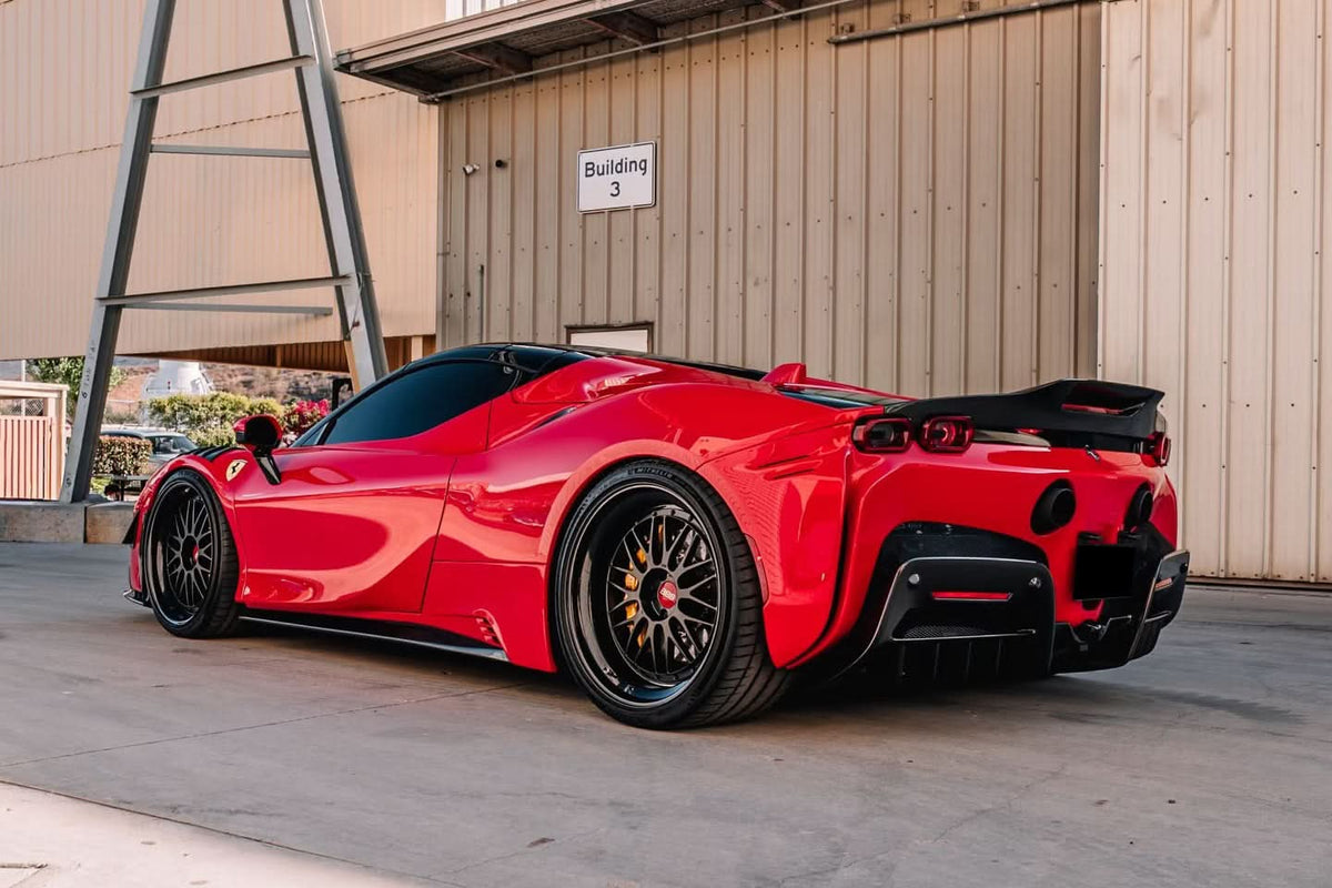 2020-UP Ferrari Autoclave Carbon Fiber Side Skirts Carbonado (RT) Fits: SF90 Stradale and Spider