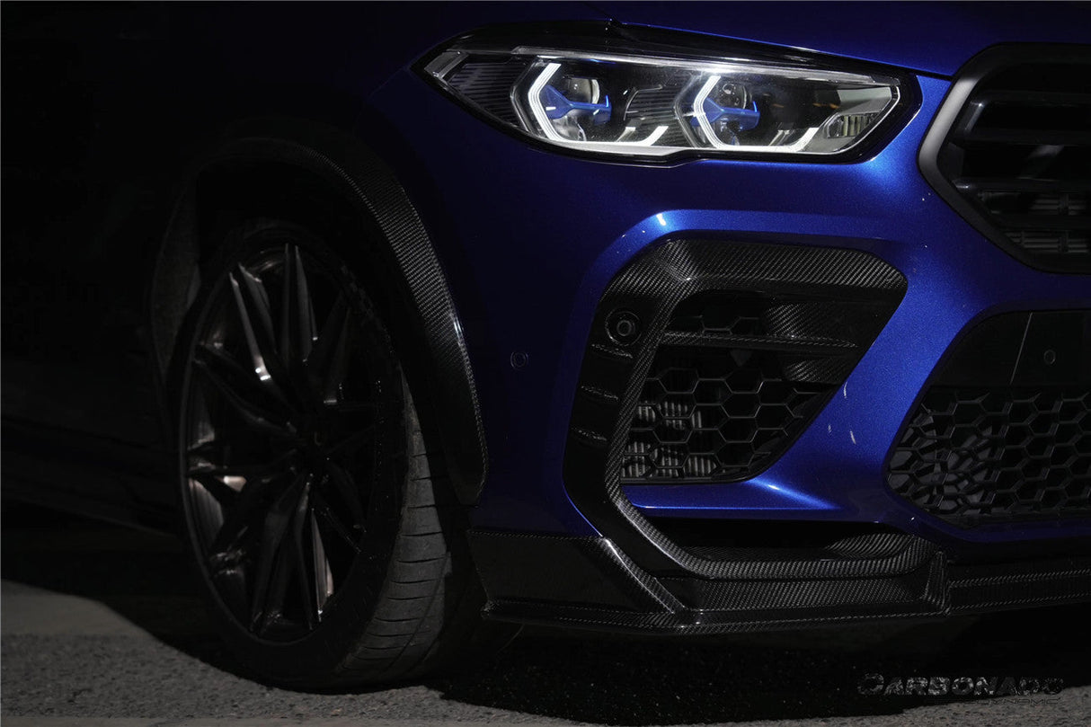 2020-2023 BMW X6M F96 AD Style Dry Carbon Fiber Front Bumper Air Inlet Vent Trims