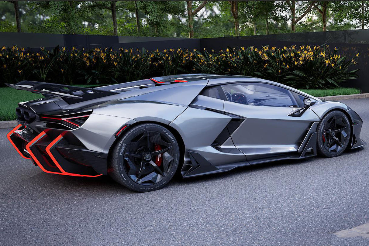 2024-UP Lamborghini Revuelto BK Style Autoclave Carbon Fiber Rear Diffuser Canards
