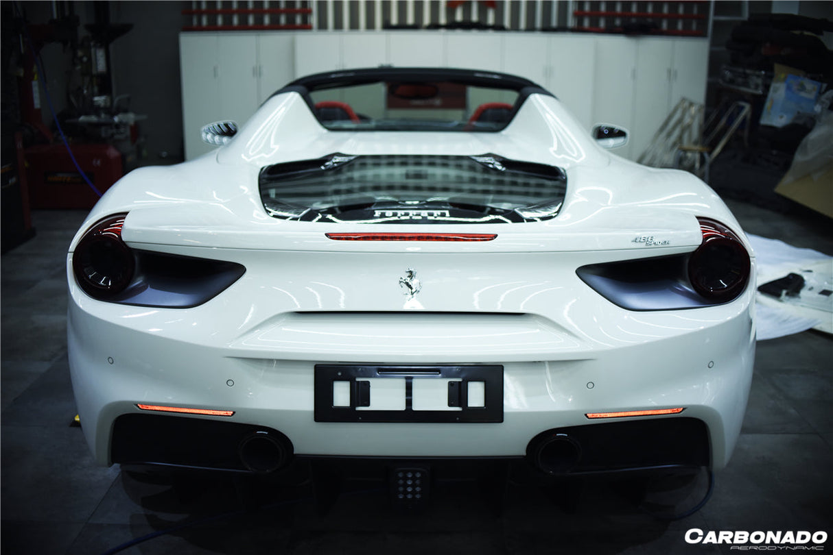 2015-2019 Ferrari Autoclave Carbon Fiber Engine Hood With Glass Carbonado (CPO) | Fits: 488 Spider, 488 Pista Spider