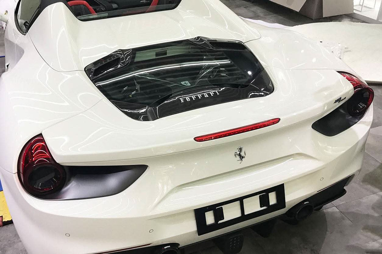 2015-2019 Ferrari Autoclave Carbon Fiber Engine Hood With Glass Carbonado (CPO) | Fits: 488 Spider, 488 Pista Spider