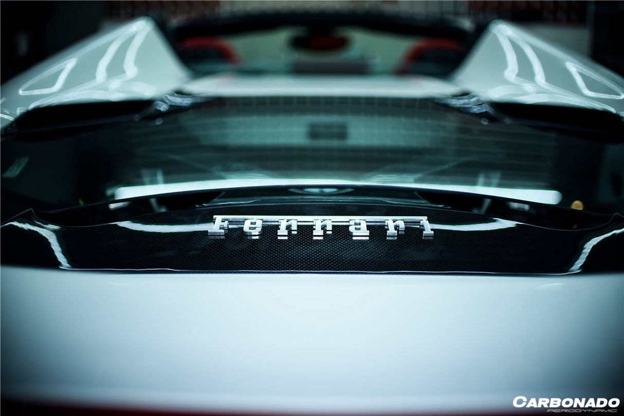 2015-2019 Ferrari Autoclave Carbon Fiber Engine Hood With Glass Carbonado (CPO) | Fits: 488 Spider, 488 Pista Spider