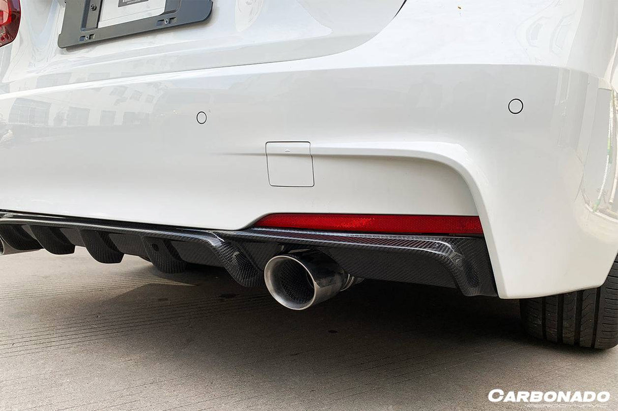 2013-2019 BMW 3 Series F30 F35 MP Style Carbon Fiber Dual Exhaust Rear Lip (For M-Tech Only)