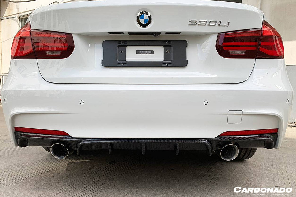 2013-2019 BMW 3 Series F30 F35 MP Style Carbon Fiber Dual Exhaust Rear Lip (For M-Tech Only)