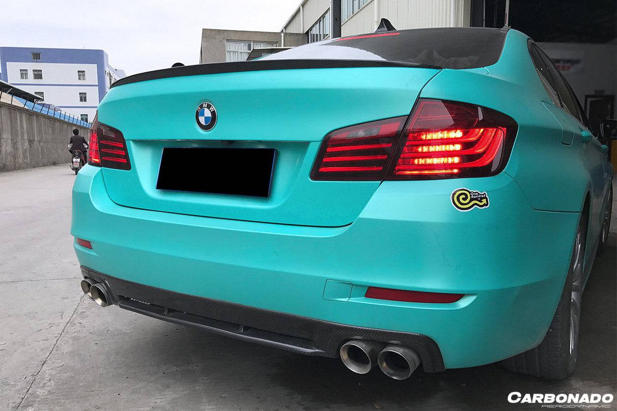 2011-2016 BMW F10 F18 5 Series HM Style Carbon Fiber Rear Lip (Can Not Fit MT Rear bumper)