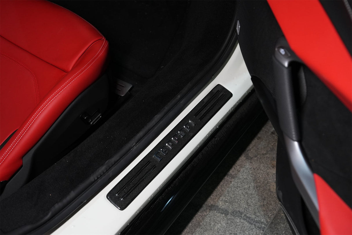2022-2025 Ferrari 296 OEM Style Dry Carbon Fiber Door Sills Steps Cover